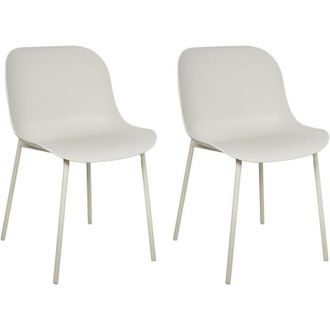 Beliani Conjunto De 2 Sillas De Comedor Elegante Patas De Metal Pl&aacute;stico Moderno Beige Claro Beloit