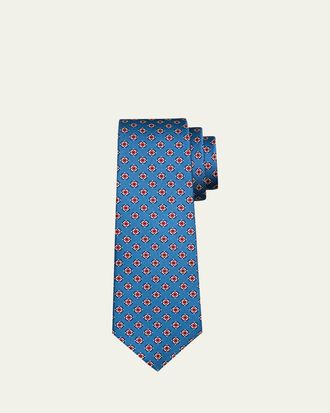 Kiton Mens Floral Medallion Silk 7-Fold Tie