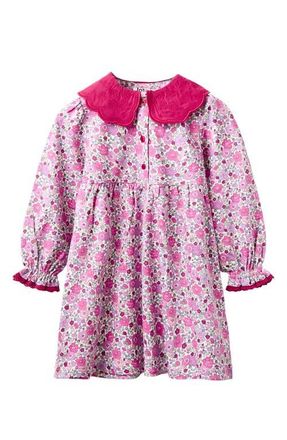 JoJo Maman B&eacute;b&eacute; Floral Broderie Anglaise Collar Dress in Plum at Nordstrom, Size 12-18M