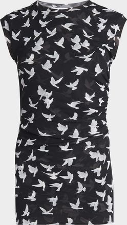 Stella McCartney Mesh Flying Bird Haze Ruched Top