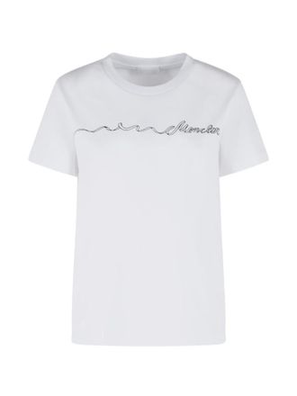 Moncler White Crew Neck Logo T-Shirt