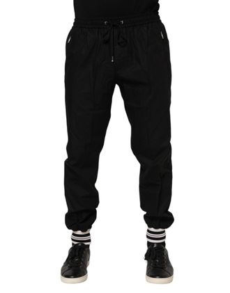 Dolce & Gabbana Mens Cotton Logo Tape Joggers Black