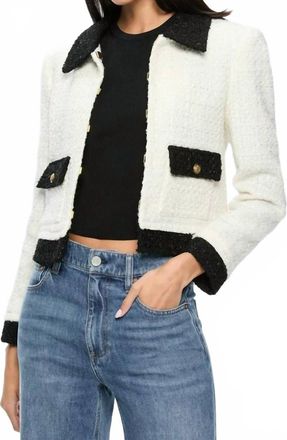 Alice & Olivia Topher Jacket In White With Black