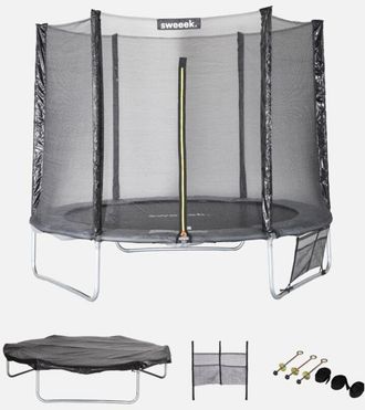 Sweeek Sweeek - Cama El&aacute;stica Con Pack De Accesorios, 250cm, Galaxie, Gris, 244x244x150 Cm