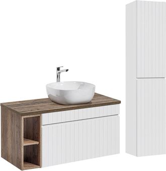 Petits Meubles Conjunto mueble lavabo individual tableros laminados blanco