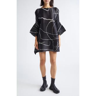 Pleats Please Issey Miyake Pause Print Pleated Dress in Black at Nordstrom, Size 3