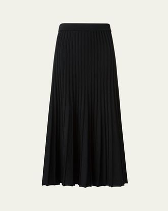 Akris Reverse Rib Knit Pleated Midi Skirt