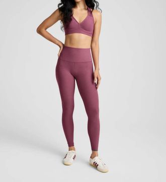 Beyond Yoga Spacedye Caught In The Midi High Waist Legging In Smooth Mauve Heather