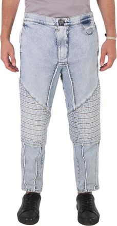 Balmain Mens Ribbed Cotton Slim-Fit Jeans, Waist Size 32