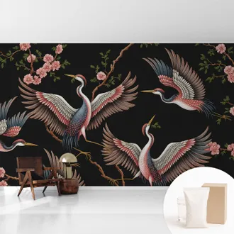 Tulup Tapete Vliestapete Mit Kleber Modern - Wanddeko F&uuml;r K&uuml;che - Klebefolie Wand - Luxus Look Blumenmuster 416x254 Cm