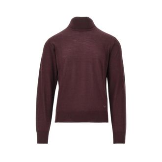 Emporio Armani Dolcevita in lana vergine con ricamo aquila - - Knitwear - Uomo - Rosso - S