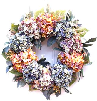 OEM Corona De Hortensias Artificiales - 55 Cm, Para Granja/hogar/interior/exterior/boda