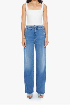 Mother Major Prep Zip Sneak Jeans In Ready, Set, Go! Wash