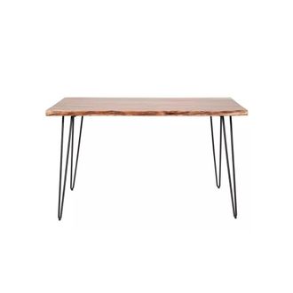 Mathi Design Mesa de comedor de madera de acacia y acero negro