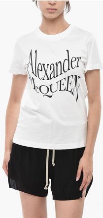 Alexander McQueen Cotton Crewneck T-Shirt With Printed Logo size 38