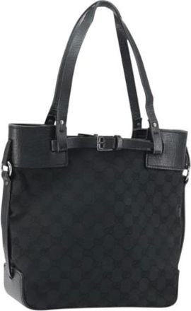 Gucci Pre-owned Tote Bags, female, Black, Size: ONE SIZE Pre-owned Canvas Tote Bag