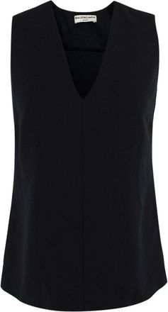 Balenciaga Black Crepe Top with Pink Tie Back Size XXS