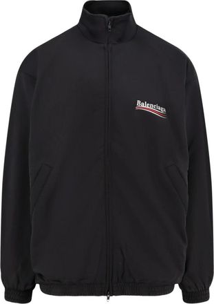 Balenciaga Hoodies & sweatvesten, Heren, Zwart, M, Katoen, Zwarte Rits Trui Dubbele Zak