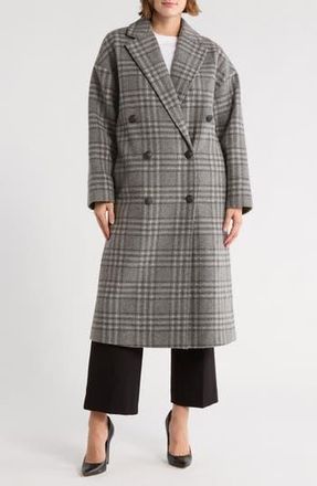 Rag & Bone Thea Plaid Double Breasted Wool Blend Coat in Grey Plaid at Nordstrom Rack, Size X-Small