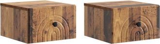 vidaXL Mesita De Noche De Pared 2 Uds. Madera Envejecida Vidaxl