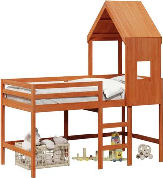 vidaXL Estructura De Cama Alta Marr&oacute;n Cera 90 X 190 Cm Pino Macizo Vidaxl