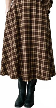 Grace & Mila Adonia Plaid Midi Skirt In Chocolat