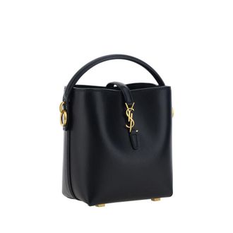Saint Laurent Womens Black Calf Leather Bos Taurus Shoulder Bag