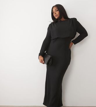 Asos Curve ASOS DESIGN Curve vestito maxi nero con maniche a pipistrello