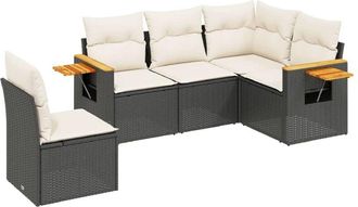 vidaXL Vidaxl - Set De Muebles De Jard&iacute;n 5 Pzas Y Cojines Rat&aacute;n Sint&eacute;tico Negro