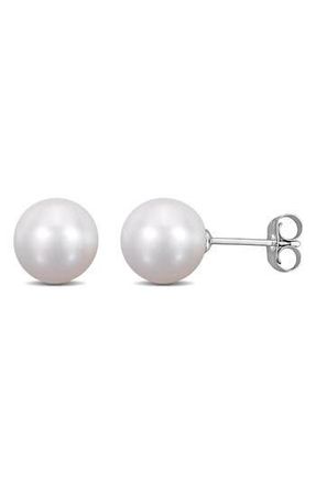 Delmar 14K White Gold Cultured Pearl Stud Earrings in Silver at Nordstrom Rack