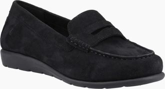 Hush Puppies Womens Shelby Suede Womens Loafers - Black - Size: 5