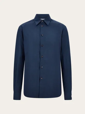 Ferragamo Men Micro-patterned shirt Blue