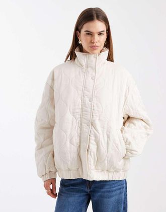 Asos Giacca bomber trapuntata color crema con carr&eacute;-Neutro