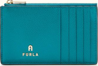 Furla Camelia Card Case M Amatore Blue Blue Textured Leather Woman