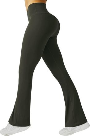 Generic Women Scrunch Bums Leggings Soft High Waist Bootcut Leggings Flare Trousers Workout Gym Dance Ladies Yoga Pants Tummy Control Running Pants Joggers Ar