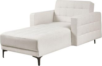 Beliani Chaise Longue Moderna Div&aacute;n Reclinable Tapizado En Tela Con Capiton&eacute; Blanco Crema Aberdeen