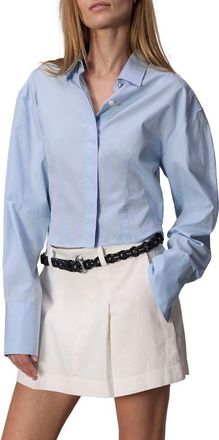 Rag & Bone Claudia Crop Button-Up Shirt in Light Blue at Nordstrom Rack, Size Large