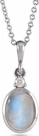 Allurez Oval Natural Onyx & Diamond Pendant Necklace 14K 2.03ct in Moonstone, White Gold at Nordstrom, Size 18