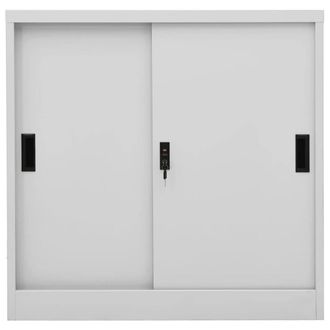 Berkfield Home Office Cabinet with Sliding Door Light Grey 90x40x90 cm Steel | Size: 90 x 40 x 90 cm