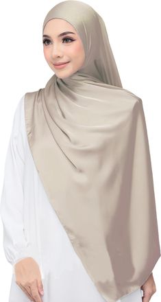 Lina & Lily Luxury Satin Hijab Head Scarf Shawl Wrap for Muslim Women Extra Long (Champagne)