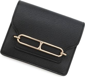 Hermès Black Chevre Myzore Leather Coin Purse/Coin Case (Pre-Owned)