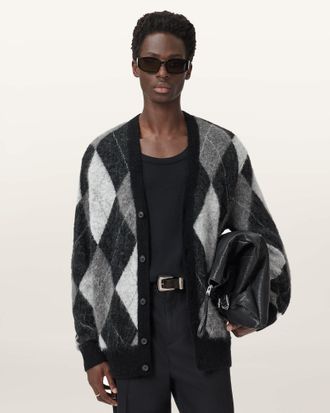 AllSaints Polyamide/Wool Bower Oversized Cardigan, Size: XXL