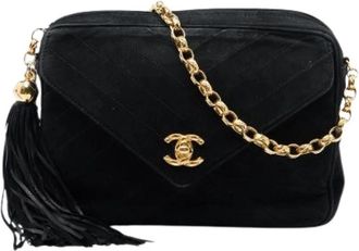 Chanel Pre-owned Vintage Quilted Suede Crossbody - Dames - Vintage Schoudertas - Zwart - ONE Size - Leer - Vintage