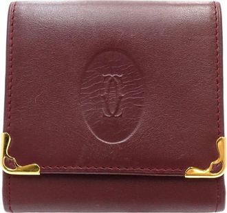 Cartier Must Bordeaux Leather Coin Purse/Coin Case (Pre-Owned)