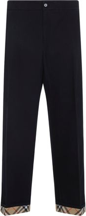 Burberry Navy Blue Cotton Griffin Pants-Uomo