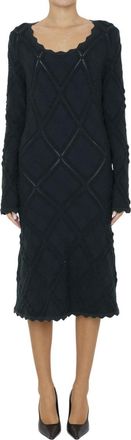 Burberry Black Knitted Scoop Neck Midi Dress
