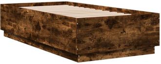 vidaXL Estructura cama con luces led madera roble ahumado 90x190 cm Vidaxl