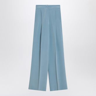 Pianoforte di Max Mara Wide Leg Sky Blue Trousers In Silk