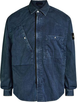 Stone Island Crinkled Shell Overshirt - Indigo - Xxl