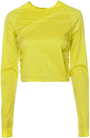 Ganni Blouse met Drukknoopsluiting - Dames - Longsleeves - Geel - M - Tops